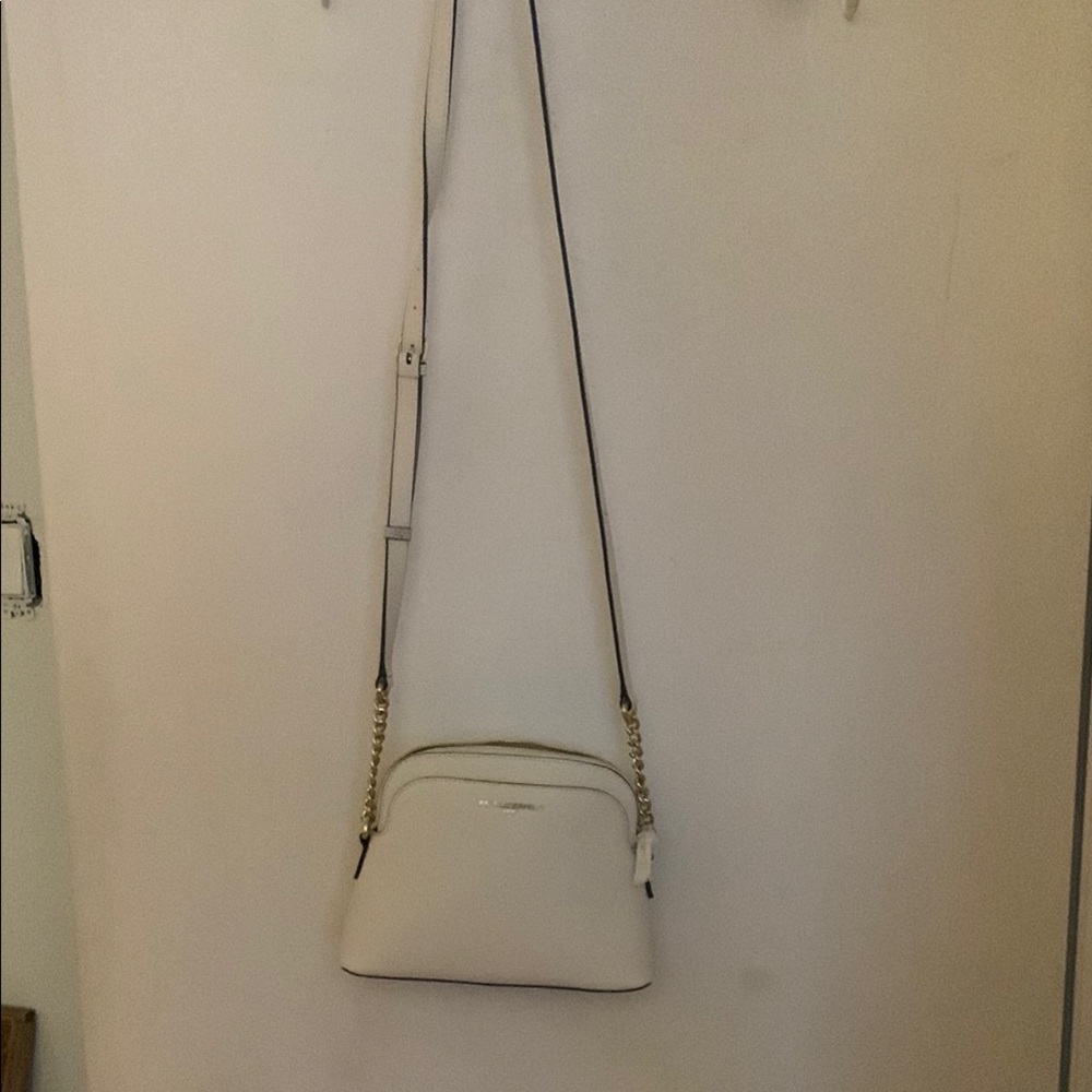 Karl Lagerfeld Cream Crossbody Bag with Gold Chain - Picture 2 of 4